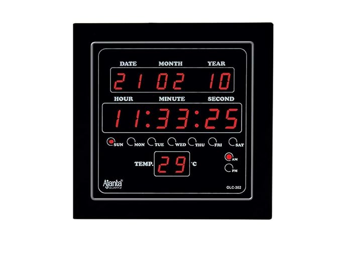Red Led Square Wall Clock